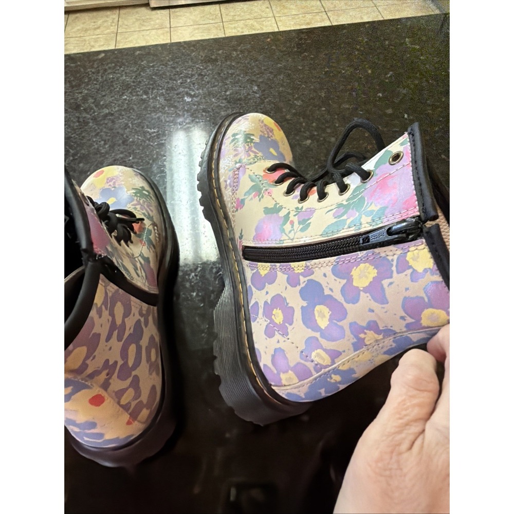 Doc Martens Floral Combat Boots Airwalk Womens Sz 5 Flowers‎ Zipper Goth 90s Y2K - Picture 5 of 7